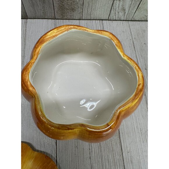 Vtg Ceramic Orange Pumpkin Jar with Lid 5" DIA Tien Hsing Int'l Trading Co. - Picture 4 of 12